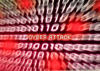 Cyber Attack Computer binary number stream blurred. Concept for hacker cyber attack danger